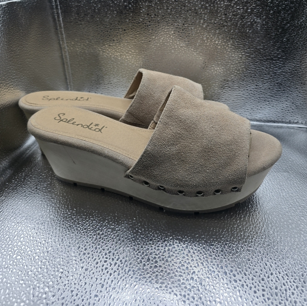 Splendid Wedge Platform Wedge Sandals Women's Size 9 M Beige Studded